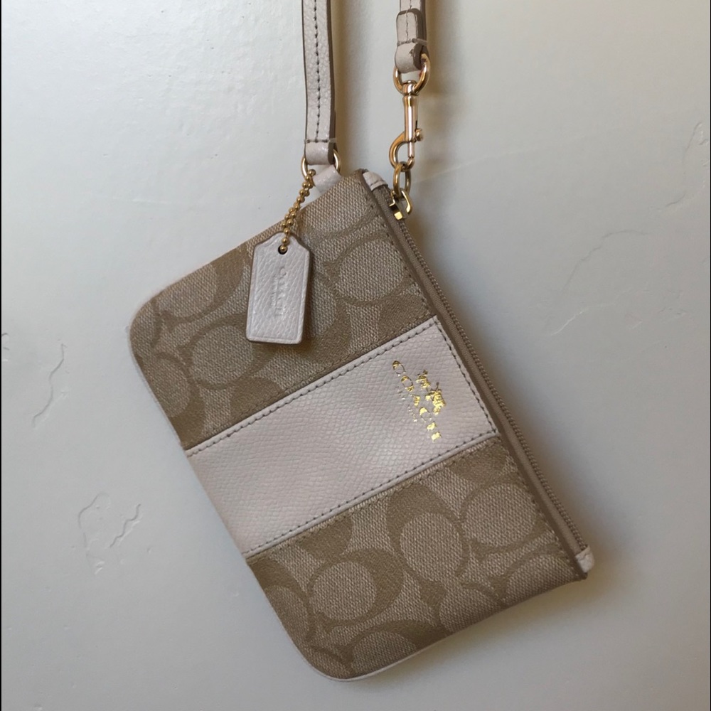 Tan Coach Wristlet